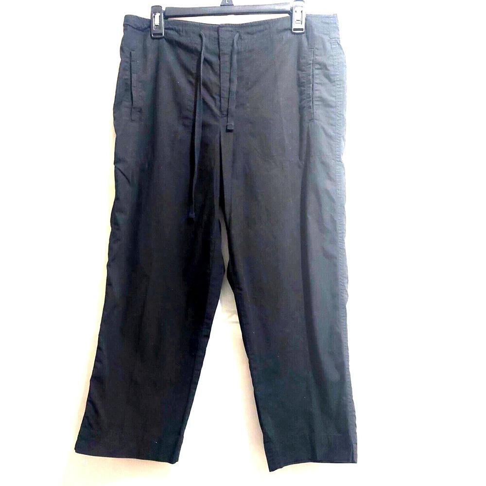 Chaus Womens Med 100% Cotton Capri/Cropped Pants Drawstring Pockets‎ Lightweight